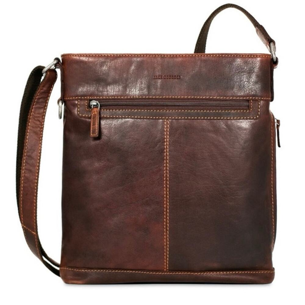 Jack Georges Voyager Crossbody Bag model #7312 brown leather Unisex